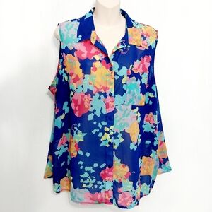 🔵BOGO FREE🔵 Jessica Simpson Top Sleeveless Button Down Keyhole Back Sz 1X